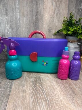 Vintage Caboodles Teal & Purple Makeup Case | 90s Organizer w/ Extras! | Retro